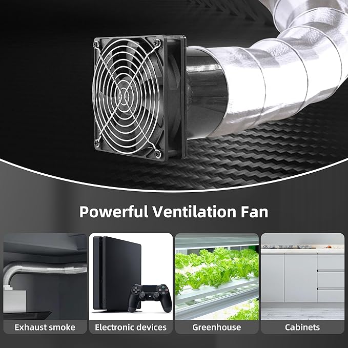 120mm 12V Axial Exhaust Duct Fan with 4" Flange Adapter Variable Speed Controller Moisture-Proof for 3D Printer Enclosure Laser Engraver Soldering Fume Extractor Grow Tents & Workshop Ventilation