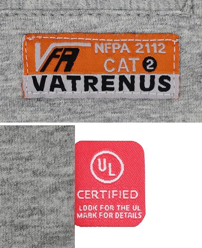 VATRENUS FR Shirt for Men Crewneck Midweight Utility Pocket Fire Resistant Long Sleeve Work Shirts NFPA2112 CAT2