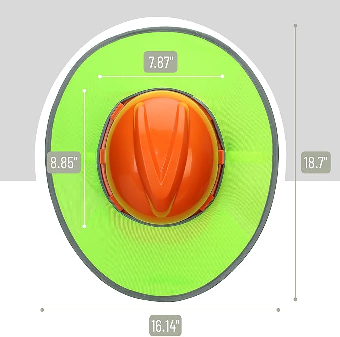 UNCO Industrial Hard Hat Sun Shield, Green, Full & Standard Brim Mesh Sunshade, High Visibility Reflective, Hard Hat Accessory