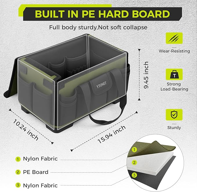 Heavy Duty Tool Bag 16-Inch, 46 Pockets Electrician Tool Bag for men with Hard Bottom & Waterproof Pocket, 1680D Tear-Proof Toolbox Organizer for HVAC Mechanic, Father Day Dad Birthday Gift