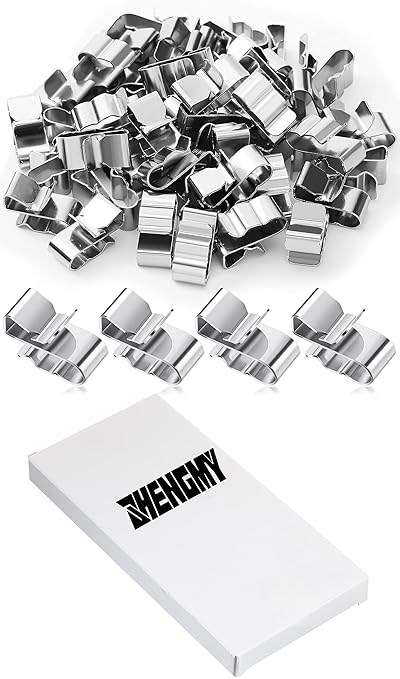 Zhengmy 50 Pcs Trailer Frame Wire Clips Stainless Steel Metal Cable Clips 22.5 mm/ 0.89 Inch Solar Panel Double Wire Clamps Trailer Clamps for PV Wiring Boat Cable