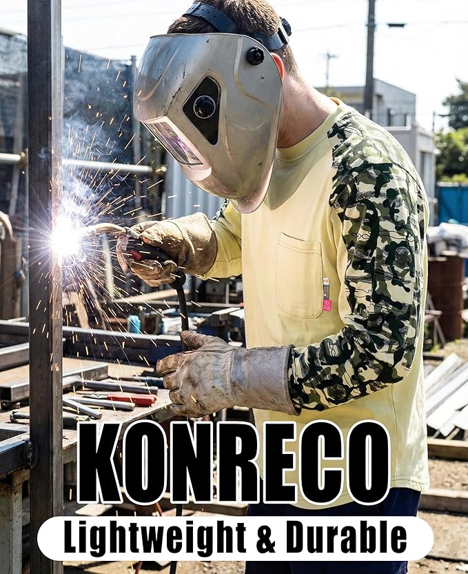 KONRECO FR Shirts for Men Crewneck 6oz Jersey Lightweight Flame Resistant Work T Shirt NFPA2112 CAT2