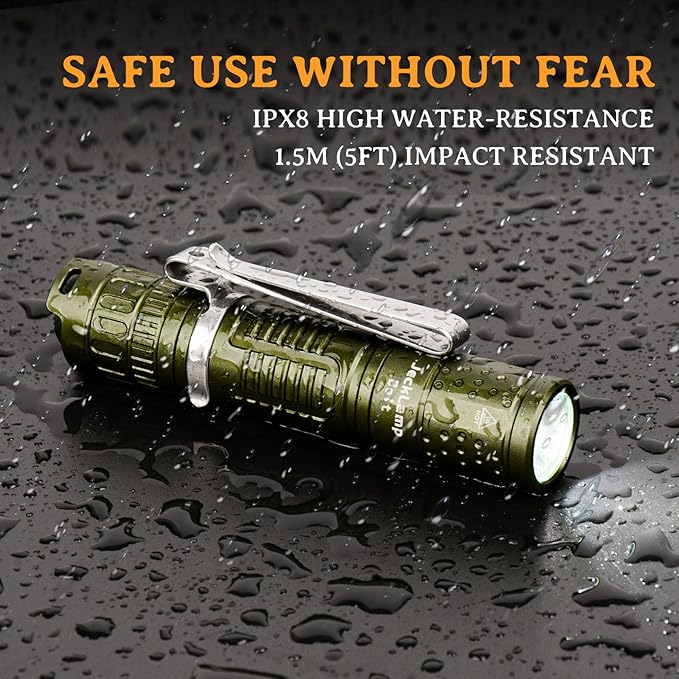 Rechargeable Mini Flashlight with Clip, 1100 High Lumens Super Bright Small Flashlight, IP68 Waterproof EDC Flashlight, 5 Modes Pocket Flashlight with Mode Memory for Camping Hiking