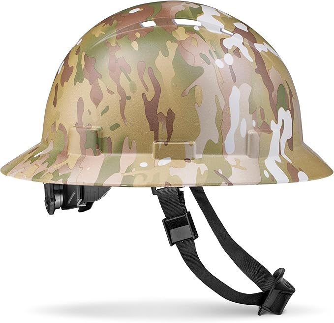 Acerpal Full Brim Vented Camo Design Matte Finish OSHA Construction Hard Hat with 6-Point Suspension