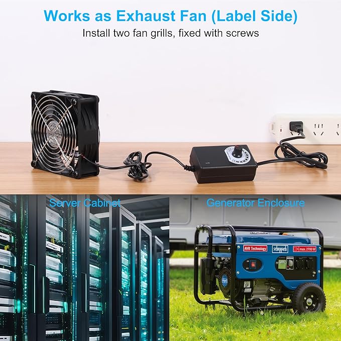 4.72" High-Speed Axial Exhaust Duct Fan with 4" Flange Adapter Stepless Speed Controller – 38mm Thick for 3D Printer Enclosure Laser Engraver Soldering Fume Extractor and Grow Tent Ventilation