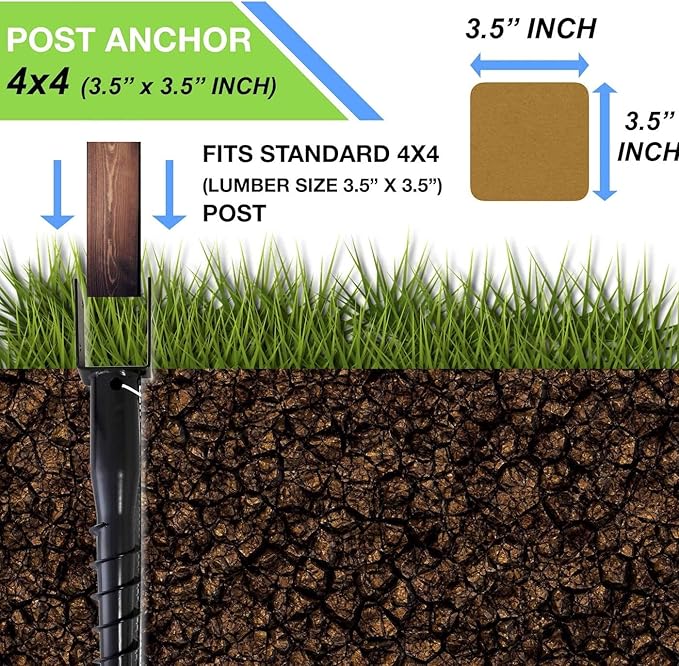 United Premium Galvanized No Dig Ground Anchor - U-Model Screw in Post Stake - 27" Inch Long, Fits Standard 4x4 (3.5" X 3.5" Inch Actual) Great for Mailbox Posts (Galvanized)