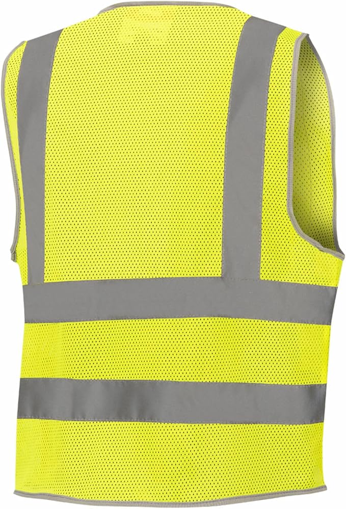 Pioneer Hi Vis Safety Vest for Men & Women - Reflective Cooling Mesh - 8 Pockets - Class 2 - Construction, Traffic, Security
