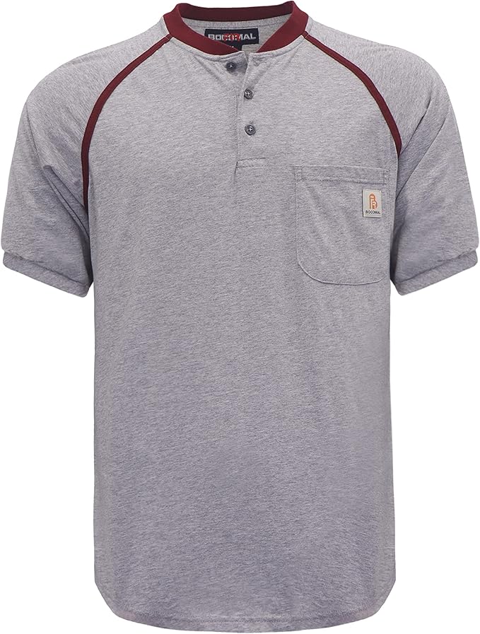 BOCOMAL FR Shirts 5.5oz Light Weight Henley and Short Sleeve Flame Resistant/Fire Retardant Clothing Shirt
