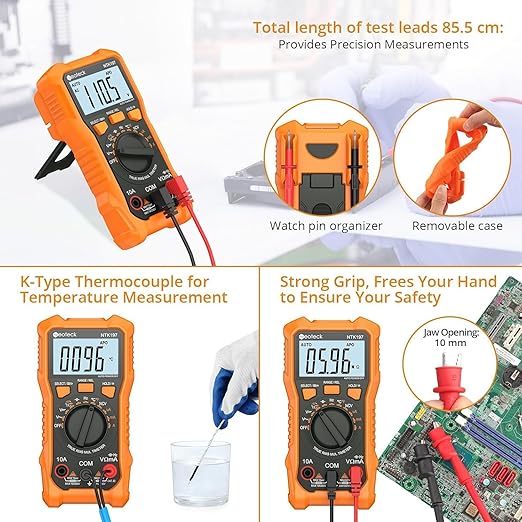 Neoteck 2000 Counts Digital Multimeter Voltmeter Tester with NCV, LCD for AC/DC Voltage&Current, Resistance, Capacitance, Live Wire, Frequency, Temperature, Duty Cycle, Continuity, Diode Measuring