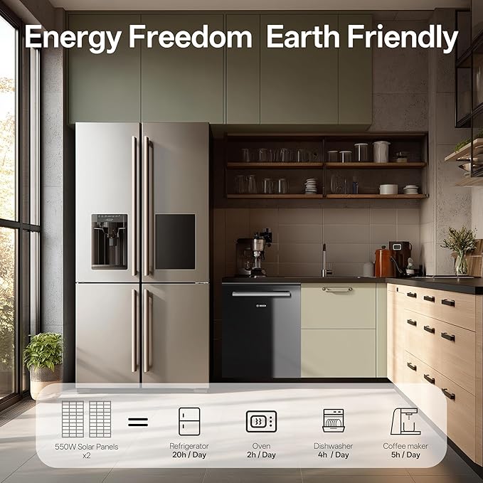JJN 550 Watt Bifacial Solar Panels 2PCS,12/24/48 Volt 1100 Watt Solar Panel,Monocrystalline for Homes Rooftop Farm RV and Off-Grid Applications