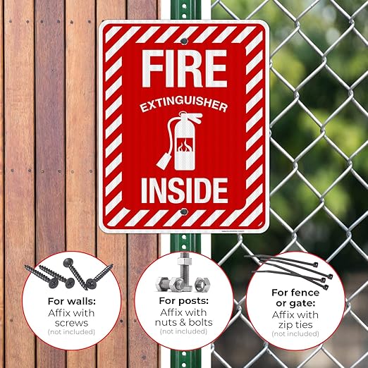 Fire Extinguisher Inside Sign, Fire Safety Sign, 24x30 Inches, 3M EGP Reflective .080 Aluminum, Fade Resistant, Indoor/Outdoor Use, Made in USA