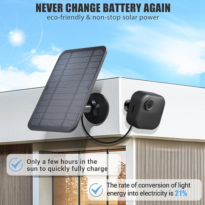 Solar Panel Compatible with Blink Camera Outdoor 4 (4th Gen), 4W Waterproof Solar Panel Charger with Battery for Blink Camera 4th Gen with 13.12ft Charging Cable and 360°Adjustable Mount