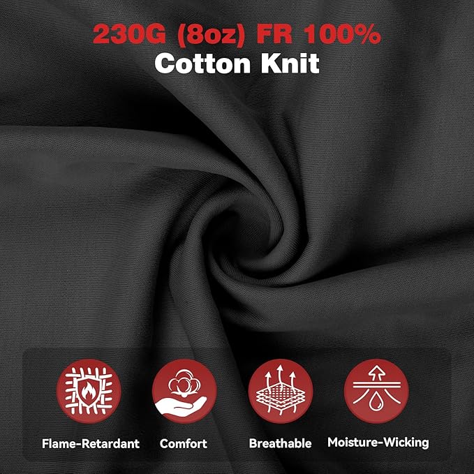 ARCCAPTAIN FR Shirts for Men 8oz 100% Cotton Fire Resistant Henley Shirt CAT2 NFPA2112 Welding Work Long Sleeve Clothing