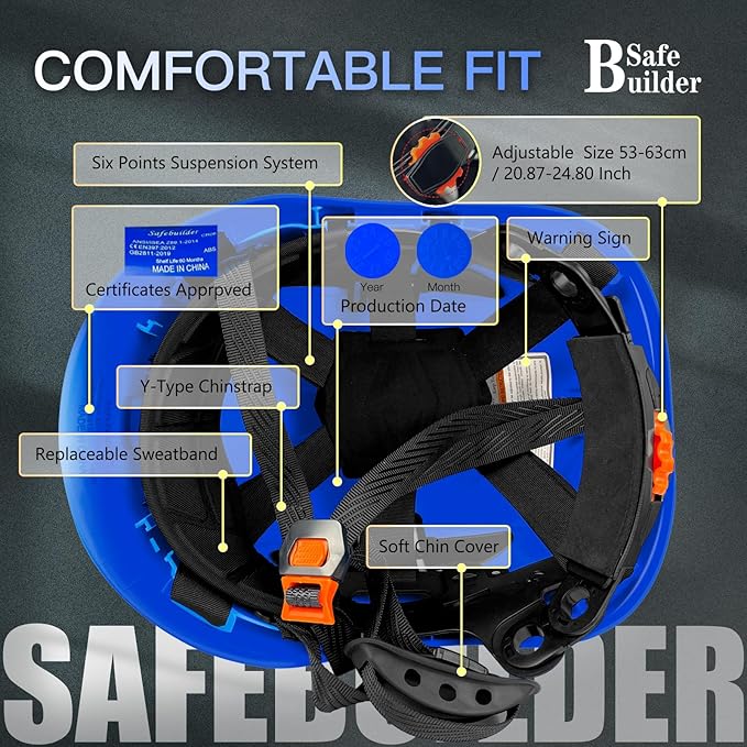 Construction Safety Helmet ABS Hard Hat Adjustable Ventilation System Hardhats Industrial Work Head Protection for Men Certified ANSI/ISEA Z89.1