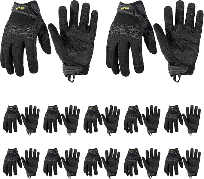 HANDLANDY Mens Work Gloves Touch screen, Utility Mechanic Gloves, Flexible Breathable Fit- Padded Knuckles & Palm