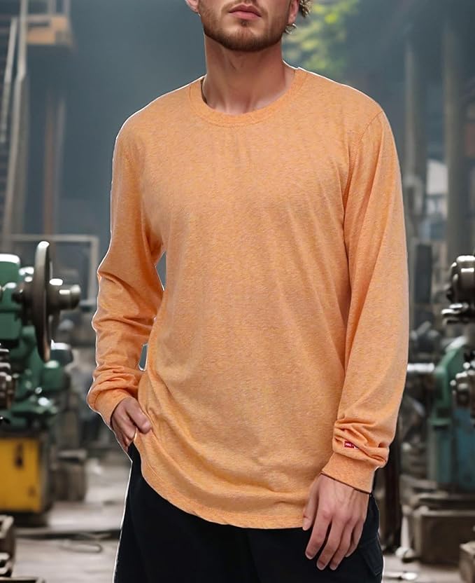 TICOMELA FR Shirts for Men 4oz Lightweight Flame Resistant Crewneck T-Shirts 100% Cotton Fire Retardant Henley Shirts