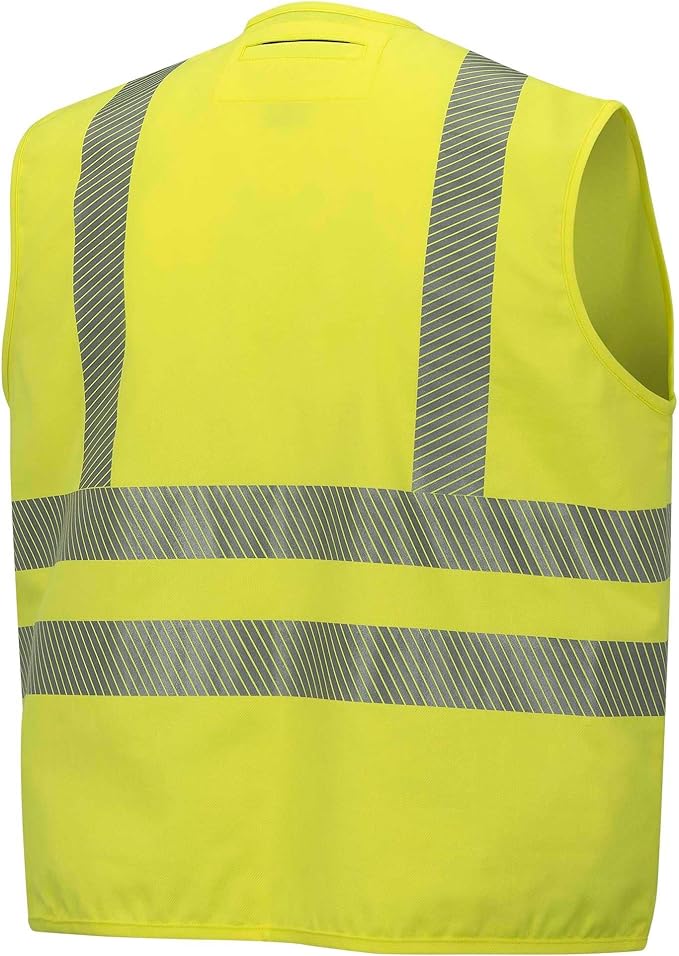 Oberon FR ARC Rated Hi Vis Safety Vest - Flame Resistant with Reflective Tape - Class 2 – 10 Cal - Hi Vis Yellow