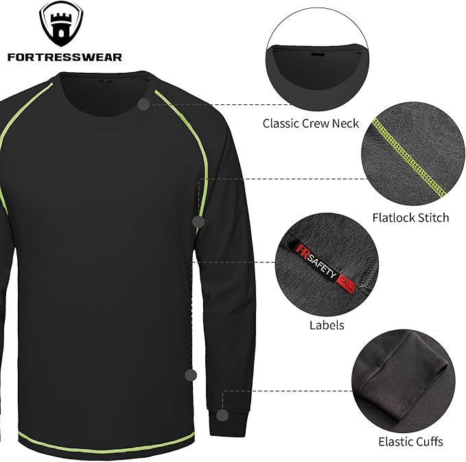 FR Shirts for Men 6 oz Hi Vis Fire Resistant Flame Resistant Long Sleeve Shirts High Visibility Cotton Welding Shirt CAT2