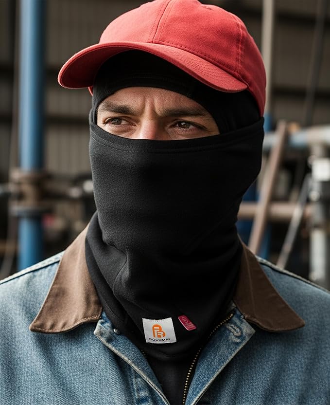 BOCOMAL FR Flame Resistant Balaclava Face Mask Arc Rated NFPA2112 CAT2 Helmet Liner Covering Hood for Welding