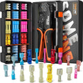 SOMELINE Heat Shrink Connector Crimp Tool Kit, 22-10 AWG Ratchet Crimping Pliers, with 18 Size Marine Grade Heat Shrink Disconnect Terminals and Nylon Disconnect Terminals, Wire Crimping Tool