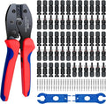 Solar Panel Connector, 60PCS Solar Crimper Tool Kit for Connecting Solar Panel Cable Wire, Solar Connector Kit with 30 Pairs Male/Female Solar Connectors, 1PCS Solar Crimper, 2 PCS Spanner Wrench