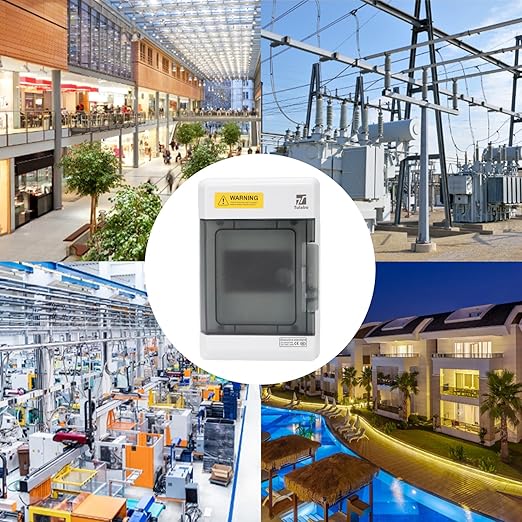 Waterproof 4 Way Breaker Box IP66 PC/ABS Alloy Plastic Power Distribution Box Enclosure with Clear Cover, Bus Bars and DIN Rail