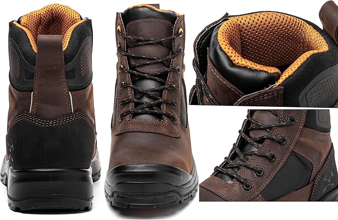 MWORK 6" Safety Work Boots For Men Water Resistant Composite Toe Puncture Resistant EH Non Slip No Metal ASTM F2413-18 Comfortable&Durable MW9276