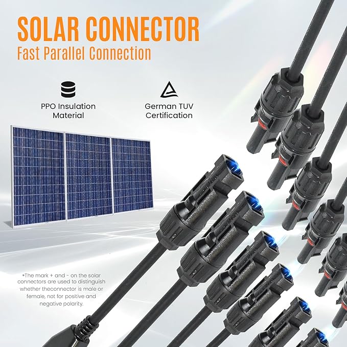 Solar Panel Connector 6 to 1 Solar Y Branch Solar Panel Splitter 6Way Solar Panel Parallel Connectors Solar Adapter Cable Plug for Solar System Panel (6 to 1 1 Pairs)