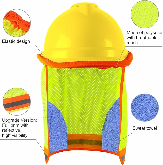 High Visibility Neck Sun Shield with Reflective Stripe