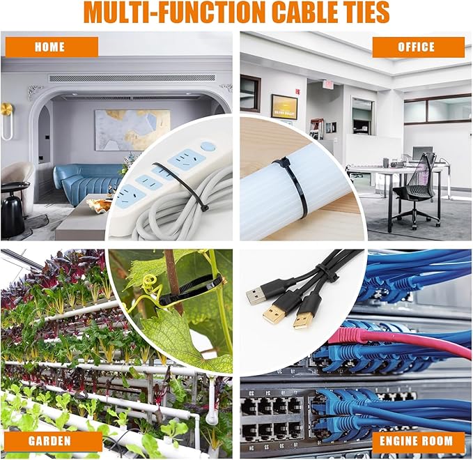 Eletoo18 Inch White Zip Ties Heavy Duty 1000 Pack, 75LBS Tensile Strength, Self-Locking Heavy Duty UV Resistant Cable Ties for Indoor and Outdoor Use