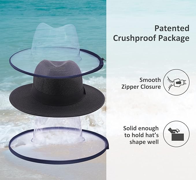 Joywant Womens Straw Fedora Beach Sun Hat, Packable Wide Brim Panama Hat for Women UV UPF50+ Summer Hat
