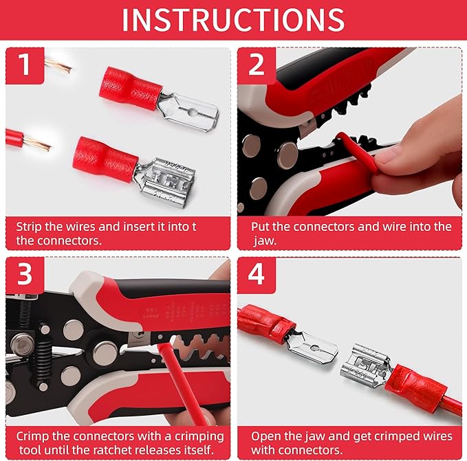201PCS Wire Stripper Tool Kit,Self-Adjusting 8" Automatic Wire Stripping Tool for AWG 10-24, 3-in-1 Automatic Wire Stripper/Cutter/Crimper, Universal Wire strippers for Electrical Work