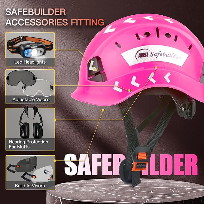 Construction Safety Helmet ABS Hard Hat Adjustable Ventilation System Hardhats Industrial Work Head Protection for Men Certified ANSI/ISEA Z89.1