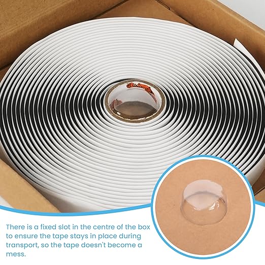 TAPEBEAR Butyl Tape White 1/2" x 30' x 1/8" RV Tape Sealant Waterproof, White Butyl Caulking, Stretchable Butyl Sealant Headlight Putty Tape for EPDM Auto RV Window