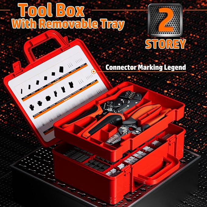 PEBA Crimping Tool and Dupont Connector Kit - 24 Types of Dupont 2.54 mm Connectors & Crimp Pins, 2.5 mm JST-XH & JST-SM Contacts and Housings, for DIY Electronics - Suitable for AWG 32-20 Wires