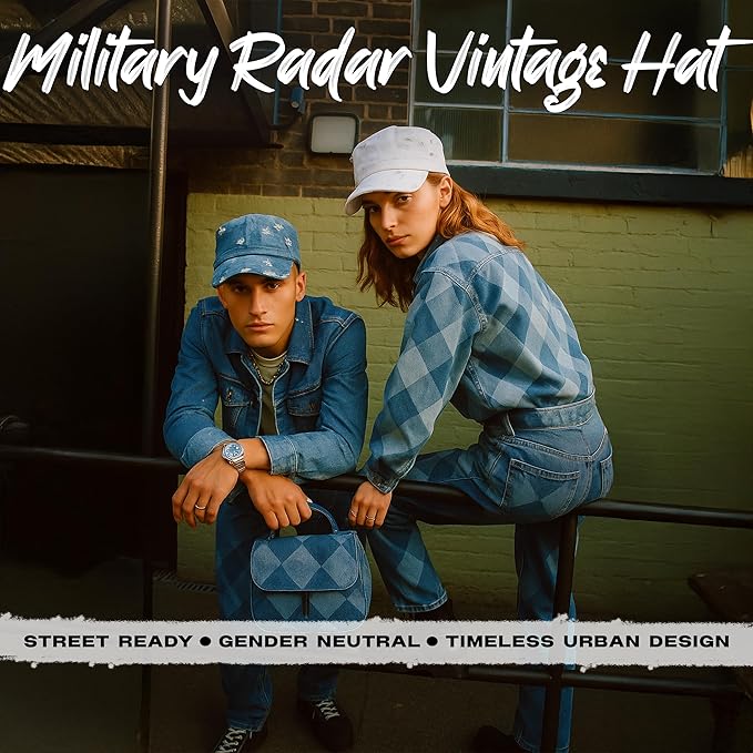 Funky Junque Distressed Military Hat – Newsboy Hats for Women, Short Brim Army Baseball Cap, Womens Cadet Hat Trendy Style