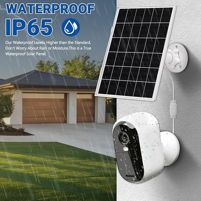 2 Pack 8w Solar Panel for Wyze & Arlo Essential Camera, Compatible with Most Low-Power Wireless Cameras, Solar Charger with 10ft Cable + Adjustable Mount, IP65 Waterproof
