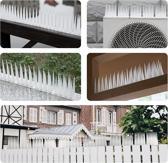 OFFO Bird Spikes Pigeon Outdoor Spikes for Cat Keep Birds Raccoon Woodpecker Away Covers 4 Feet(1.2m), Frosted White