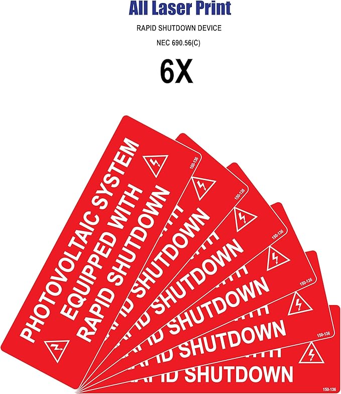 Solar Label-6X-PHOTOVOLTAIC System Equipped with Rapid Shutdown-PV Label Pack-6’’ X 2’’