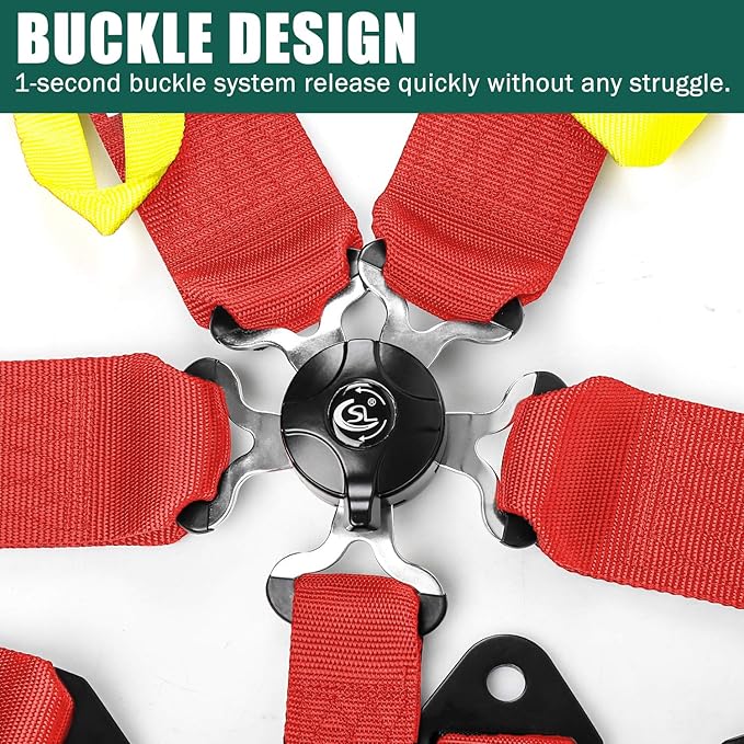 BESTZHEYU 5-Point Racing Harness Set SFI with Ultra Comfort Heavy Duty Shoulder Pads