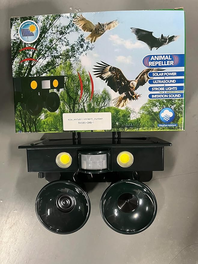 Ultrasonic Bird Repeller Solar Powered Bird Deterrents Bird Repellent Devices Outdoor with IP65 Waterproof Pigeon Woodpecker Goose Deterrent for House Pigeon Repellent for Balconies Patio Garden Farm