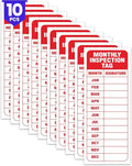 10 x Monthly Inspection Tags | 5 x 2 Inch Vinyl Monthly Inspection Stickers | Fire Extinguisher Inspection Tag | Inspection Record Tag