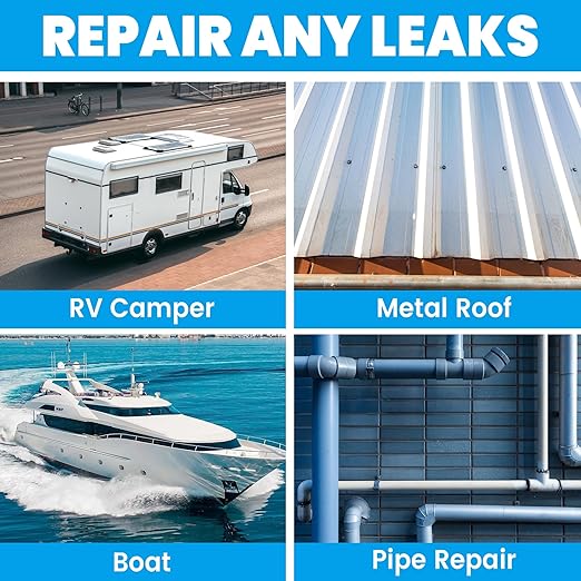 TAPEBEAR RV Sealant Tape 4"×50', White RV Roof Tape Waterproof Seal Tape UV & Weatherproof Repair Sealant Roofing Tape Stop Leak for Camper, Trailer, Boat, Truck
