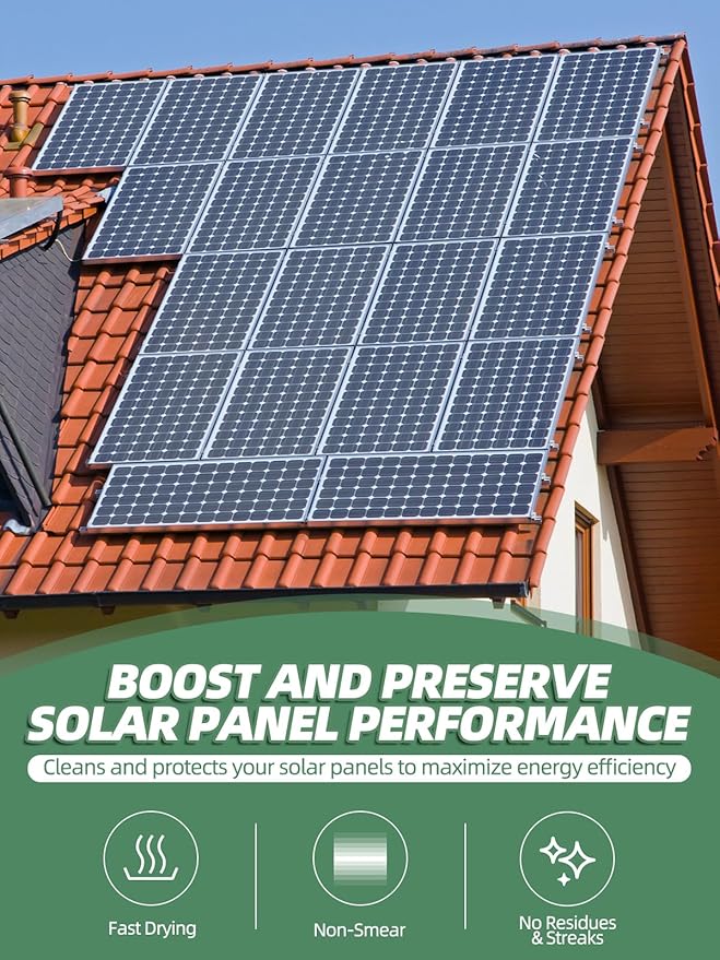 Solar Panel Cleaner 1 Gallon (Makes 600 Gallons) – Ultra Concentrated Cleaner & Max Deep Clean Formula, Multi-Surface & Safe for Solar Panels, Glass, Stainless Steel & More, Streak-Free