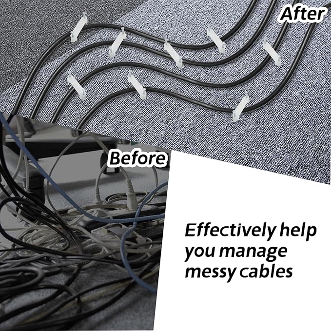 Biaungdo 100 Pcs Cable Wire Clips with Two Steel Nails, 16mm White Cable Clips Nail Management Nail-in Clamps Wall Wire Cable Fasteners for Ethernet Cord, Cable(8mmx2)