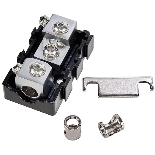 NVX XFMMINI 4/8 Gauge Mini-ANL/MANL/AFS Modular Inline Fuse Holder – Linkable Fuse Block with Solid Brass & Satin Chrome Finish – Car & Marine Audio Circuit Protection