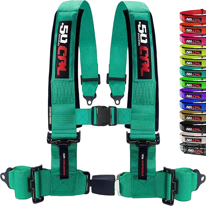1pc 4 Point Harness for Bucket Seat Push Release 10 Color Harnesses Racing Harness 4 point Race Car UTV, RZR (Teal, 2in)