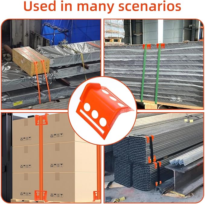 20 Pack Orange Flatbed Edge Protectors Corner Protectors for Up to 4 Inch Straps, Reusable Plastic Edge Guards for Box Truck and Flatbed Loads