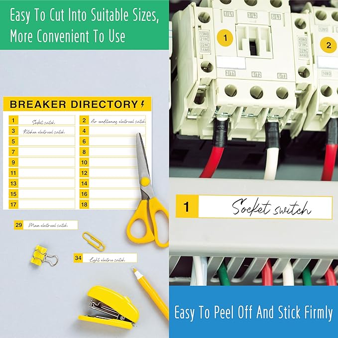10 Sheets Breaker Panel Labels & 7 Breaker Catalog Stickers, Waterproof Durable Self-Adhesive Electrical Stickers