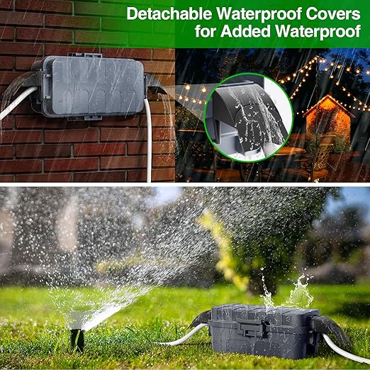 Flemoon IP55 Small Outdoor Electrical Box Waterproof (Inner 5.9 x 3.2 x 1.8inch), Extension Cord Cover with Detachable Awning Covers for Plug, Outlet, Holiday Lights, Gray